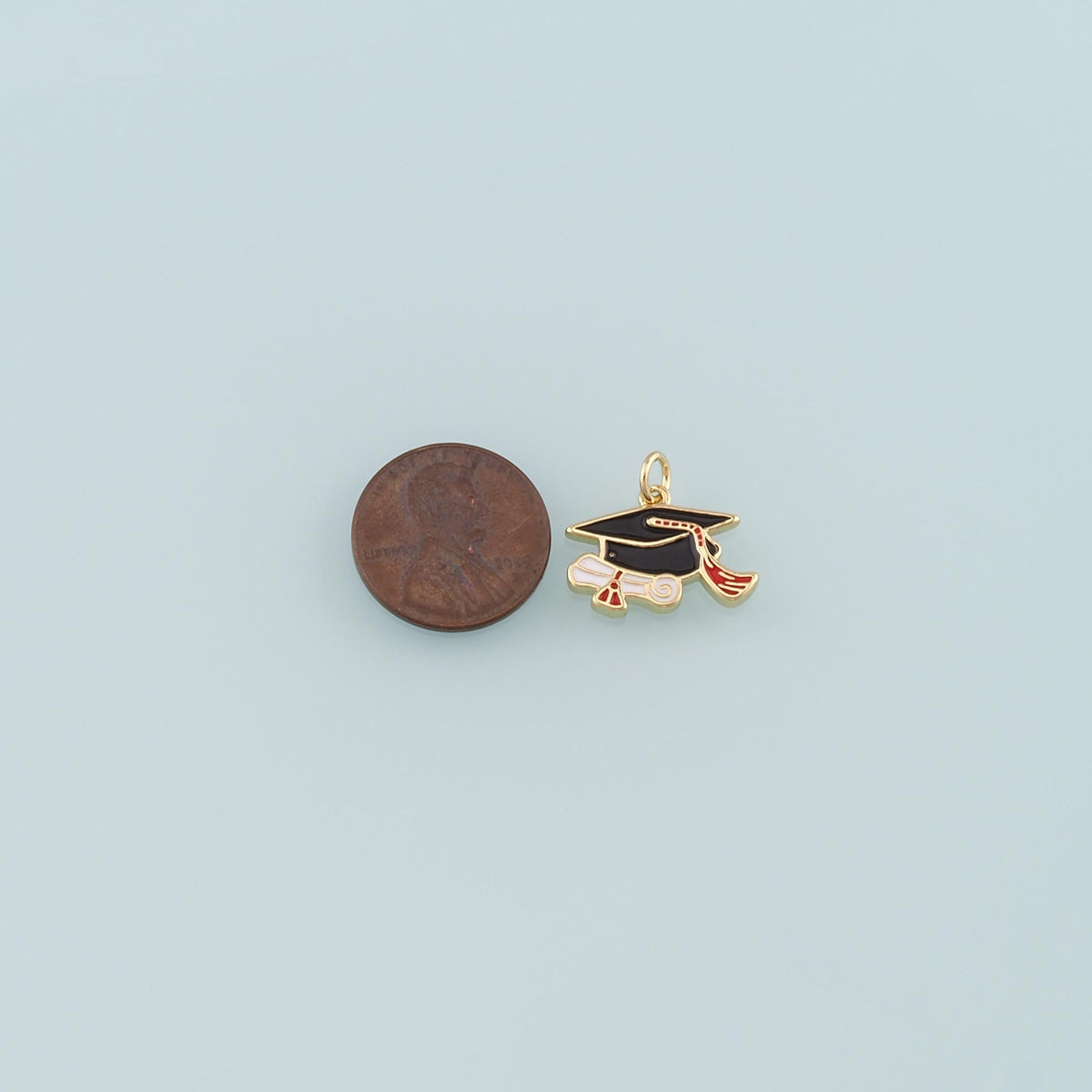 18K Gold Filled Bachelor Cap Pendant,Enamel Graduation Charm Bracelet Necklace for DIY Jewelry Making Supply