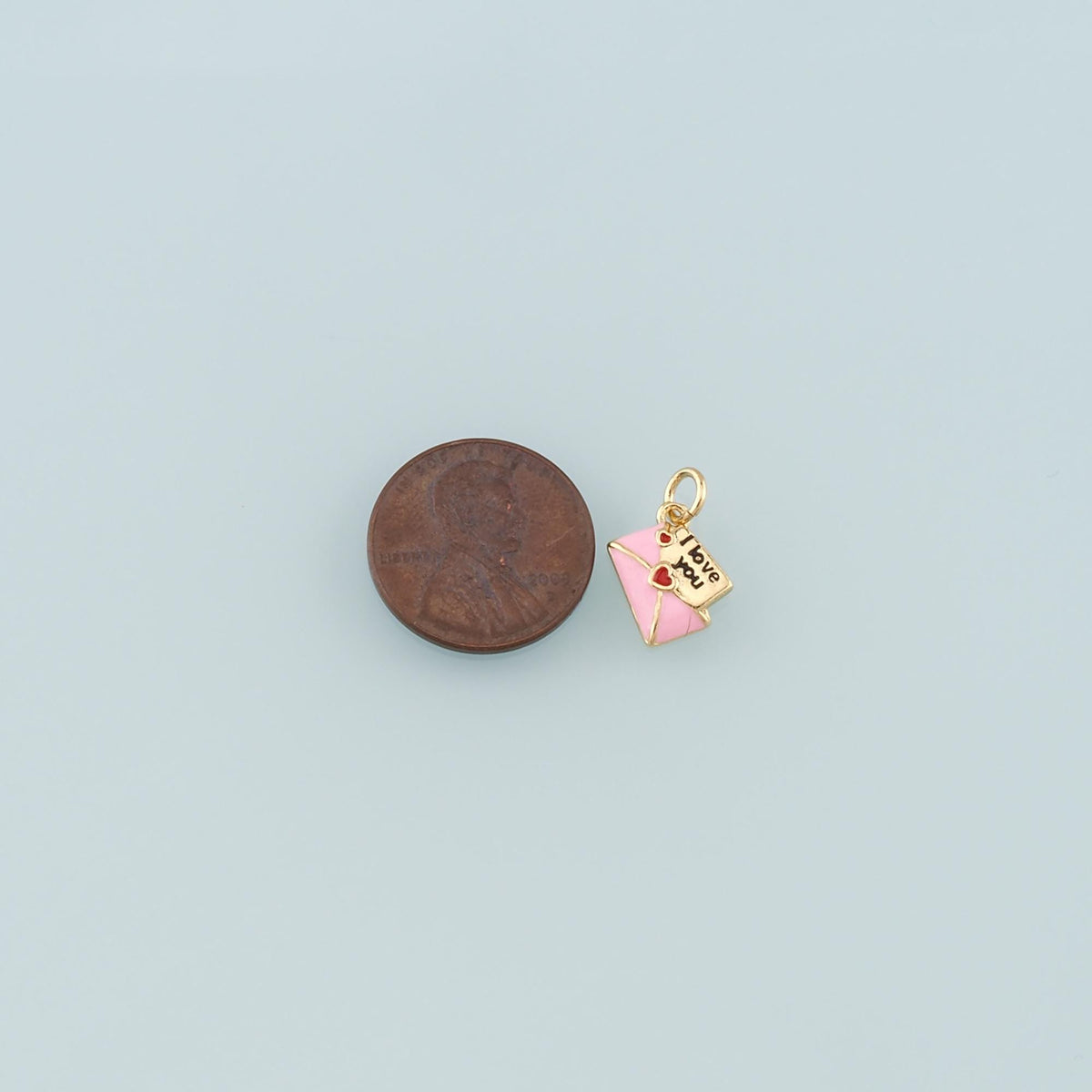 18K Gold Filled Love Letter Pendant,Enamel Heart Envelope Charm Bracelet Necklace for DIY Jewelry Making Supply