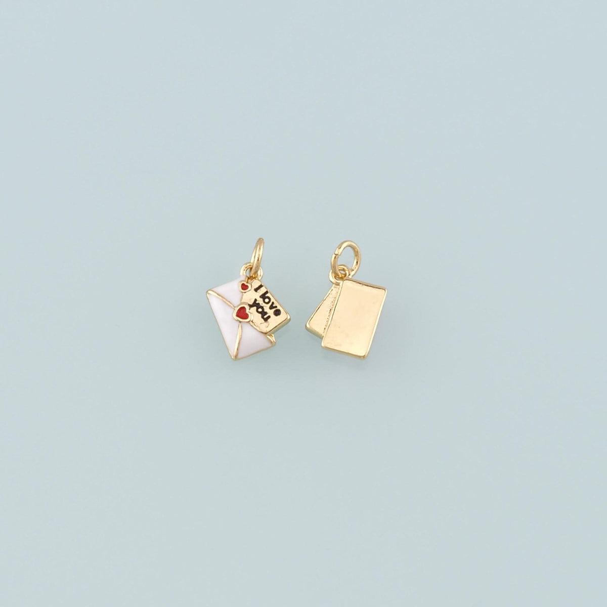 18K Gold Filled Love Letter Pendant,Enamel Heart Envelope Charm Bracelet Necklace for DIY Jewelry Making Supply