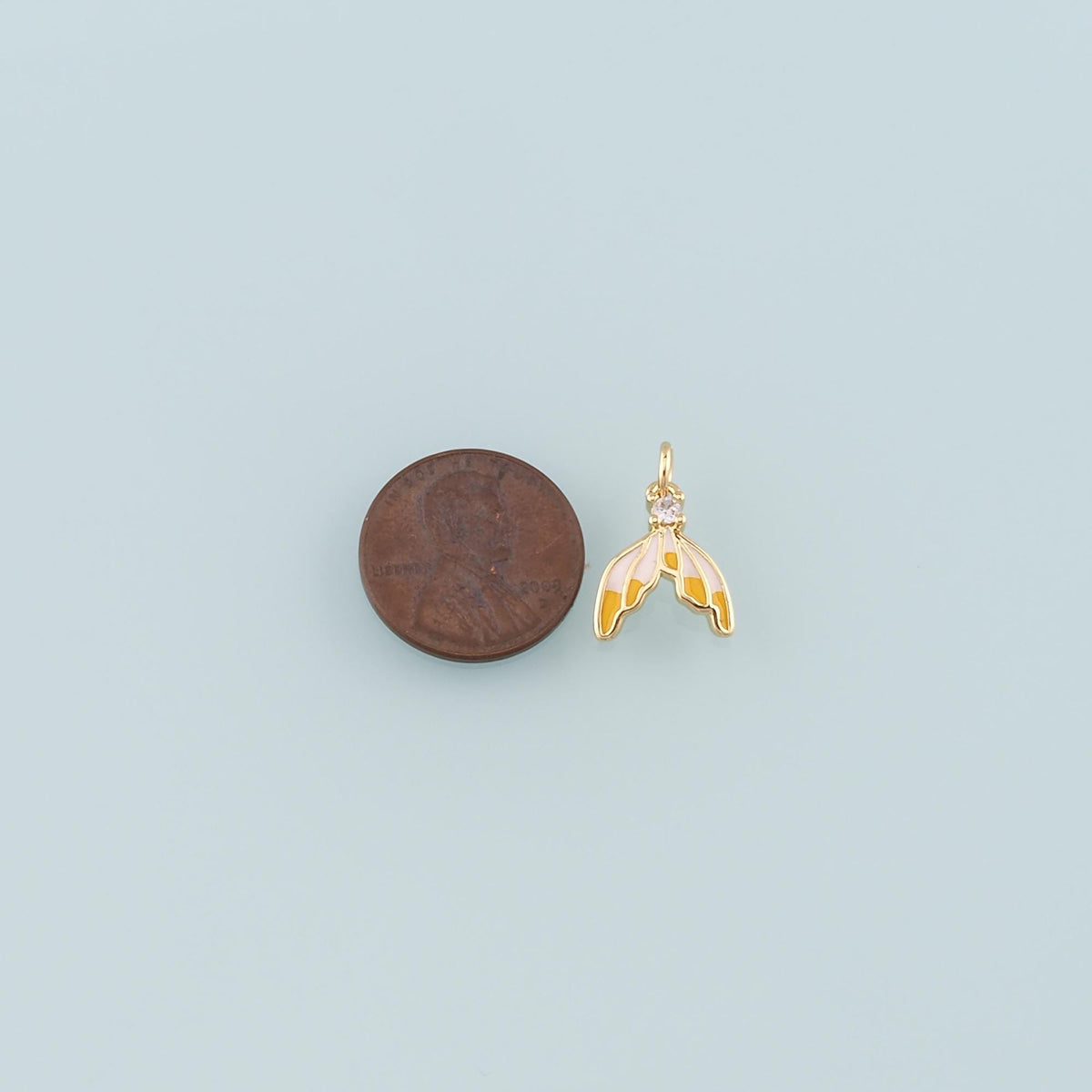 18K Gold Filled Mermaid Tail Pendant,Enamel Tail Charm Bracelet Necklace for DIY Jewelry Making Supply