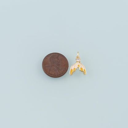 18K Gold Filled Mermaid Tail Pendant,Enamel Tail Charm Bracelet Necklace for DIY Jewelry Making Supply