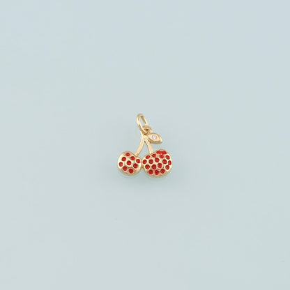 18K Gold Filled Cherry Enamel Charm Pendant for Jewelry Making