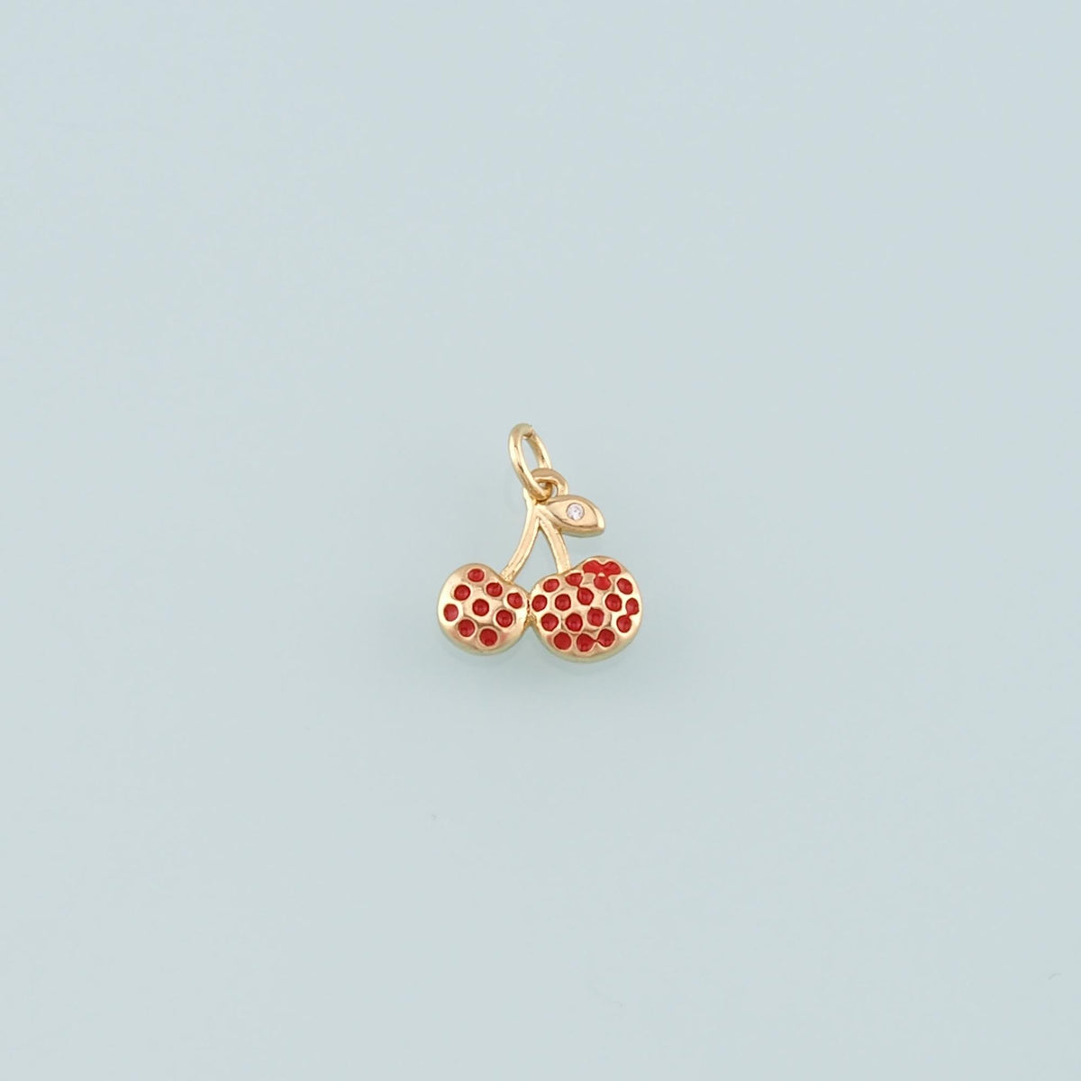 Gold Cherry Charms,18K Gold Filled Cherry Pendant,Enamel Fruit Charm Bracelet Necklace for DIY Jewelry Making Supply