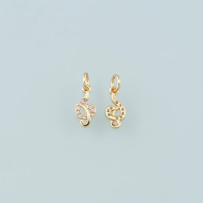 Gold Music Charms,18K Gold Filled Music Pendant,CZ Micro Pave Note Charm Bracelet Necklace for DIY Jewelry Making Supply