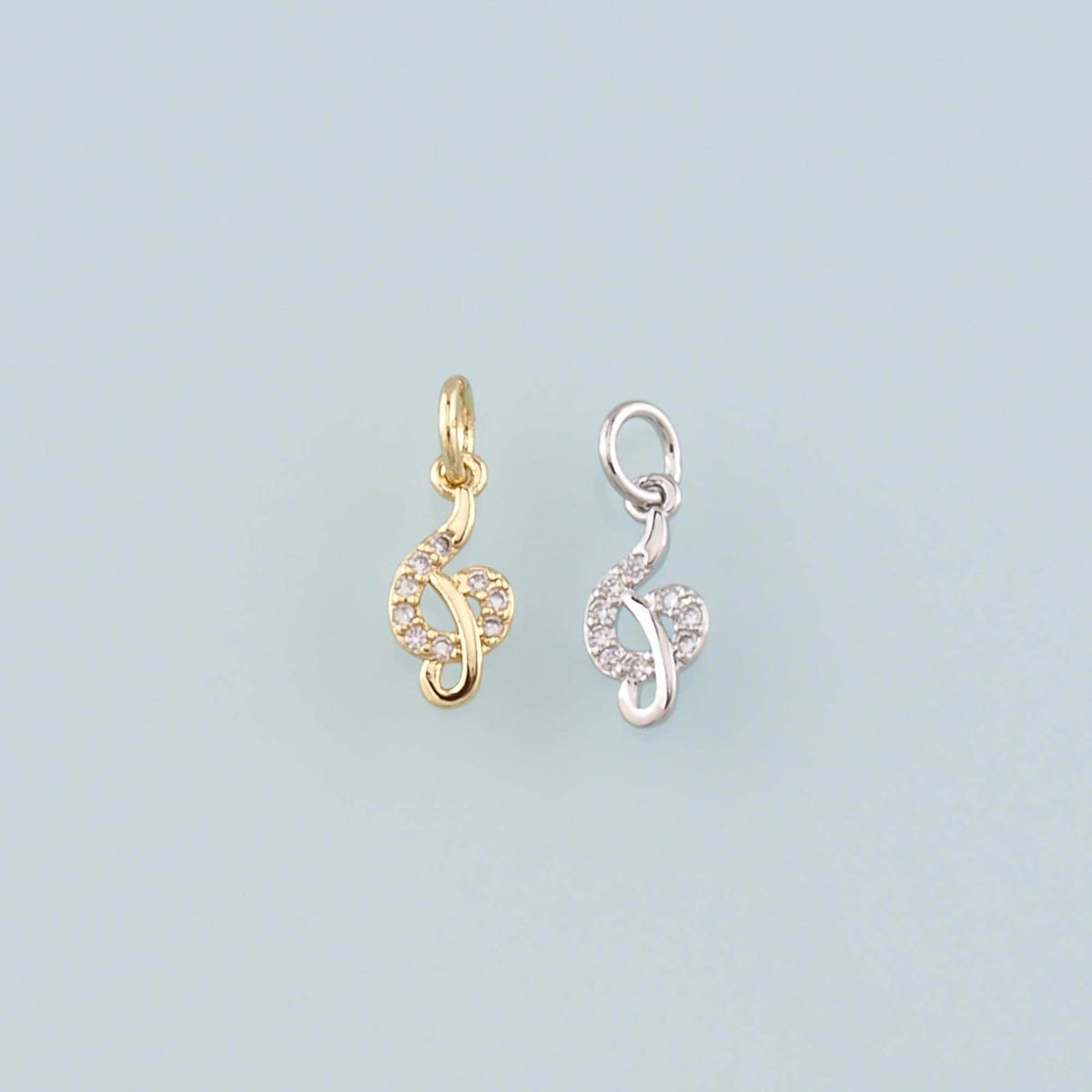 Gold Music Charms,18K Gold Filled Music Pendant,CZ Micro Pave Note Charm Bracelet Necklace for DIY Jewelry Making Supply