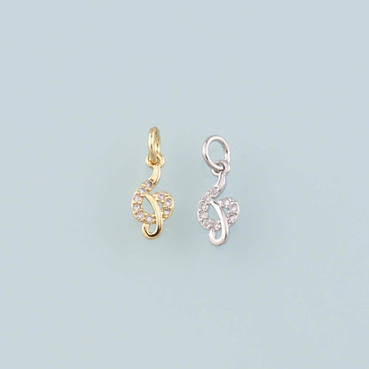 Gold Music Charms,18K Gold Filled Music Pendant,CZ Micro Pave Note Charm Bracelet Necklace for DIY Jewelry Making Supply