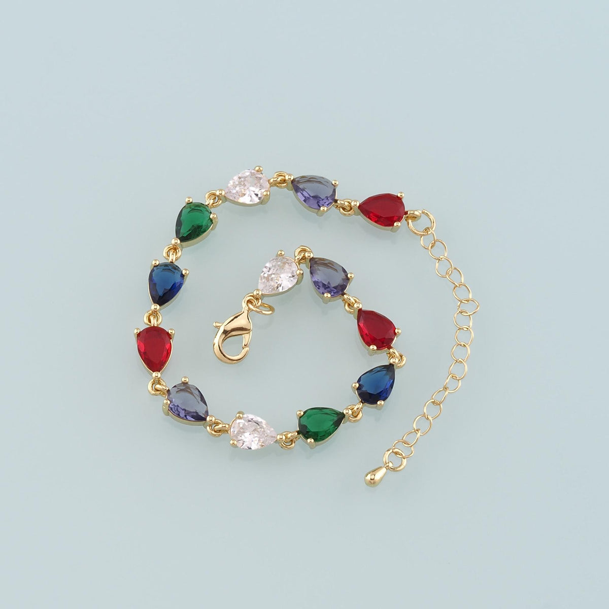 Gold Adjustable Chain,18K Gold Filled Multicolor Teardrop Bracelet,Semi Finished Bracelets,Bracelets for Jewelry Making