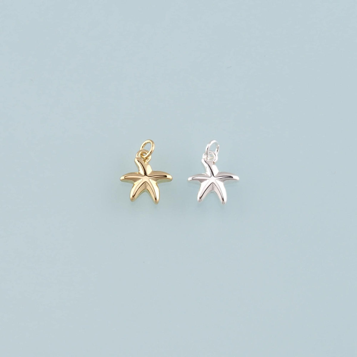 Gold Starfish Charms,18K Gold Filled Sea Star Pendant,Starfish Charm Bracelet Necklace for DIY Jewelry Making Supply