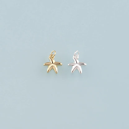 Gold Starfish Charms,18K Gold Filled Sea Star Pendant,Starfish Charm Bracelet Necklace for DIY Jewelry Making Supply