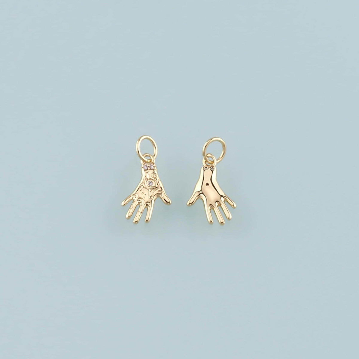 Gold Hand Charms,18K Gold Filled Hamsa Pendant,CZ Micro Pave Hamsa Charm Necklace for DIY Jewelry Making Supply