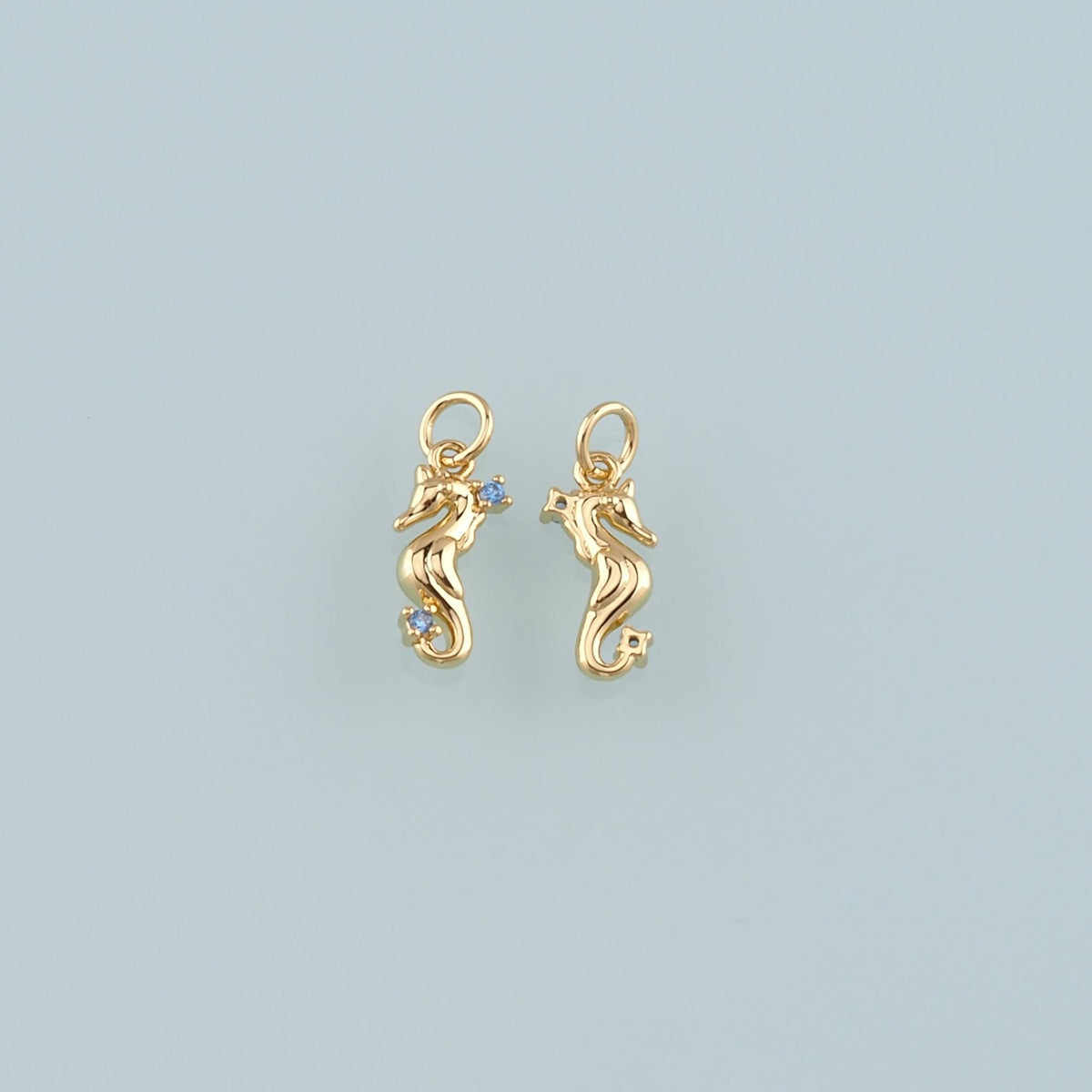 18K Gold Filled Seahorse Pendant,CZ Micro Pave Seahorse Charm Bracelet Necklace for DIY Jewelry Making Supply