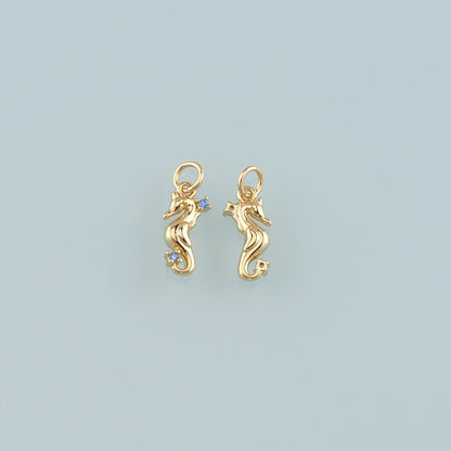 18K Gold Filled Seahorse Pendant,CZ Micro Pave Seahorse Charm Bracelet Necklace for DIY Jewelry Making Supply