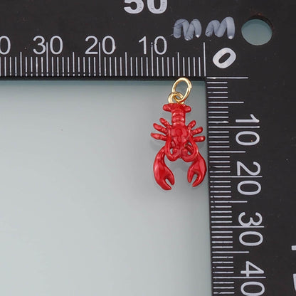 Cute Lobster Charms,18K Gold Filled Enamel Lobster Pendant,Kawaii Ocean Charm Bracelet Necklace for DIY Jewelry Making Supply