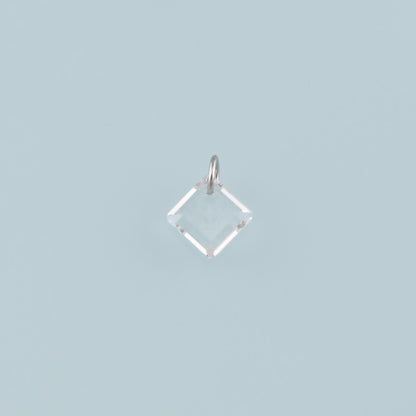 Silver Rhombus Pendant, CZ Micro Pave Rhombus Charm Bracelet Necklace for DIY Jewelry Making Supply