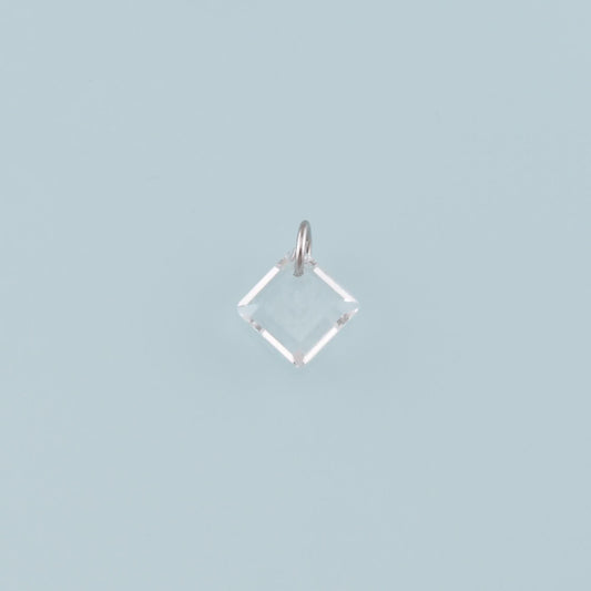 Silver Rhombus Pendant, CZ Micro Pave Rhombus Charm Bracelet Necklace for DIY Jewelry Making Supply
