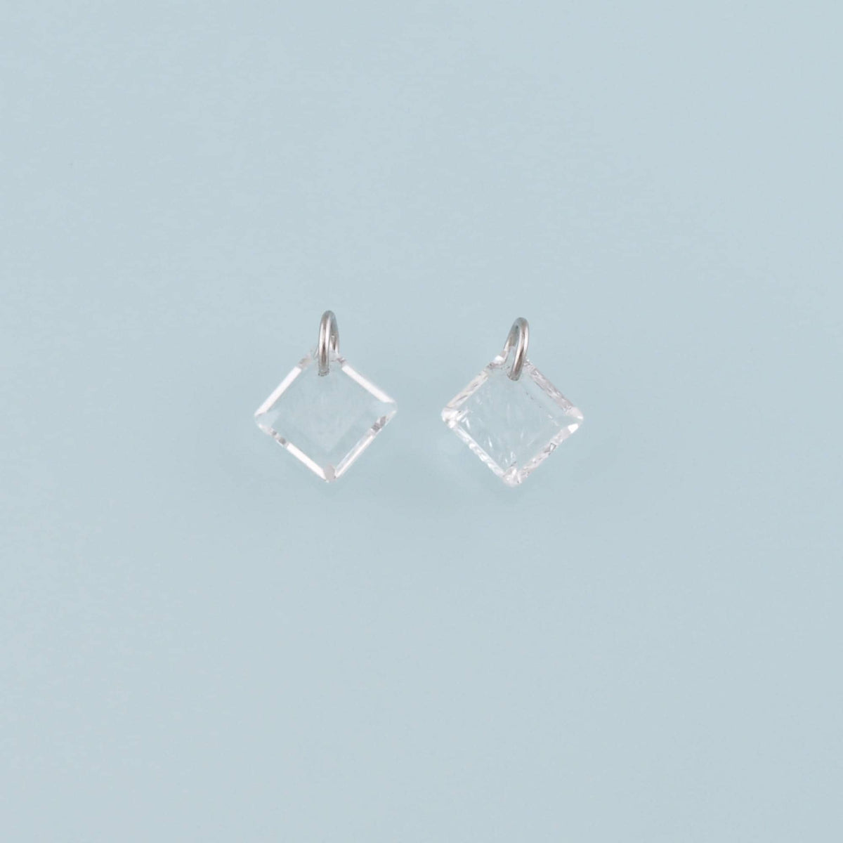 Silver Rhombus Pendant, CZ Micro Pave Rhombus Charm Bracelet Necklace for DIY Jewelry Making Supply