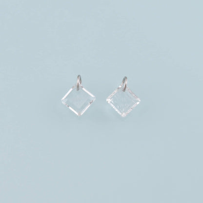 Silver Rhombus Pendant, CZ Micro Pave Rhombus Charm Bracelet Necklace for DIY Jewelry Making Supply