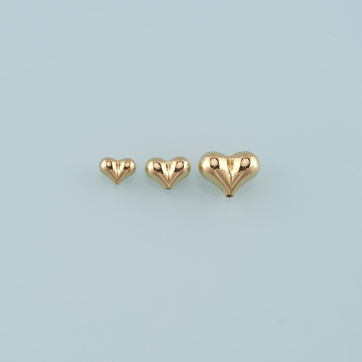 18K Gold Filled Heart Pendant,Fluffy Heart Charm Bracelet Necklace for DIY Jewelry Making Supply