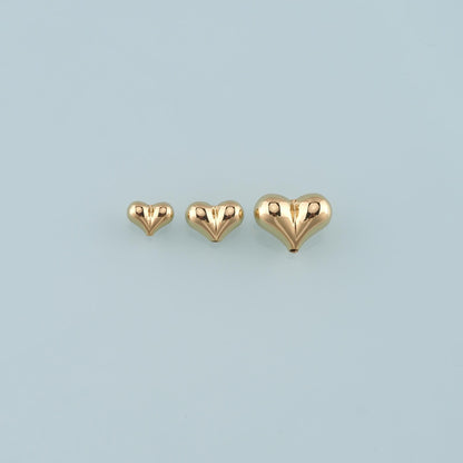 18K Gold Filled Heart Pendant,Fluffy Heart Charm Bracelet Necklace for DIY Jewelry Making Supply
