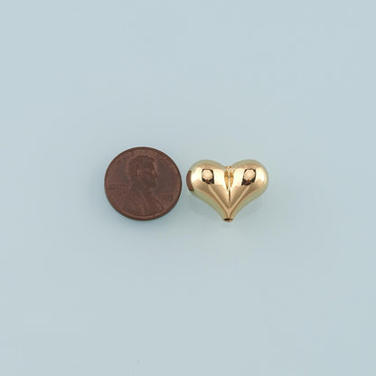 18K Gold Filled Heart Pendant,Fluffy Heart Charm Bracelet Necklace for DIY Jewelry Making Supply