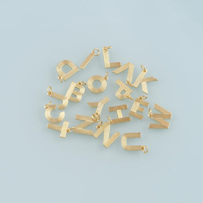18K Gold Filled Letter Charm Pendant for Jewelry Making