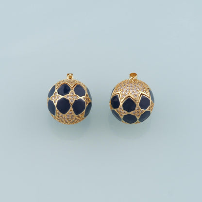 Gold Ball Charms,18K Gold Filled Round Pendant,Enamel Round Charm Bracelet Necklace for DIY Jewelry Making Supply