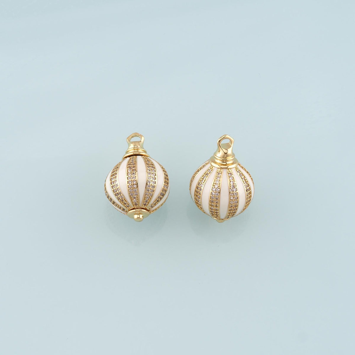 Gold Ball Charms,18K Gold Filled Round Pendant,Enamel Round Charm Bracelet Necklace for DIY Jewelry Making Supply
