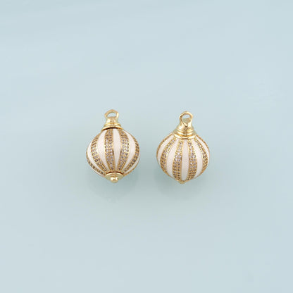 Gold Ball Charms,18K Gold Filled Round Pendant,Enamel Round Charm Bracelet Necklace for DIY Jewelry Making Supply