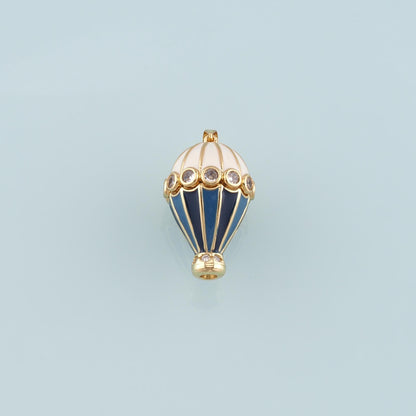 18K Gold Filled Hot air balloon Pendant,Enamel Hot air balloon Charm Bracelet Necklace for DIY Jewelry Making Supply