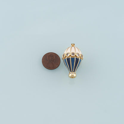 18K Gold Filled Hot air balloon Pendant,Enamel Hot air balloon Charm Bracelet Necklace for DIY Jewelry Making Supply