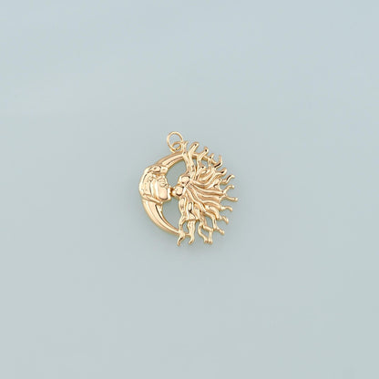 Gold Sun Charms,18K Gold Filled Moon Sun Pendant,Celestial Charm Bracelet Necklace for DIY Jewelry Making Supply