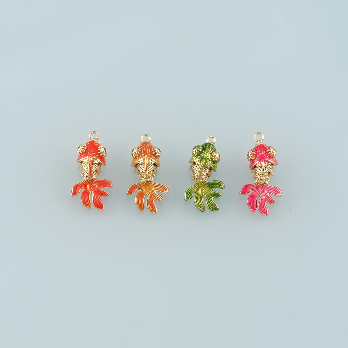 Gold Fish Charms,18K Gold Filled Fish Pendant,Enamel Ocean Charm Bracelet Necklace for DIY Jewelry Making Supply