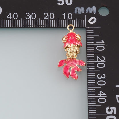 Gold Fish Charms,18K Gold Filled Fish Pendant,Enamel Ocean Charm Bracelet Necklace for DIY Jewelry Making Supply