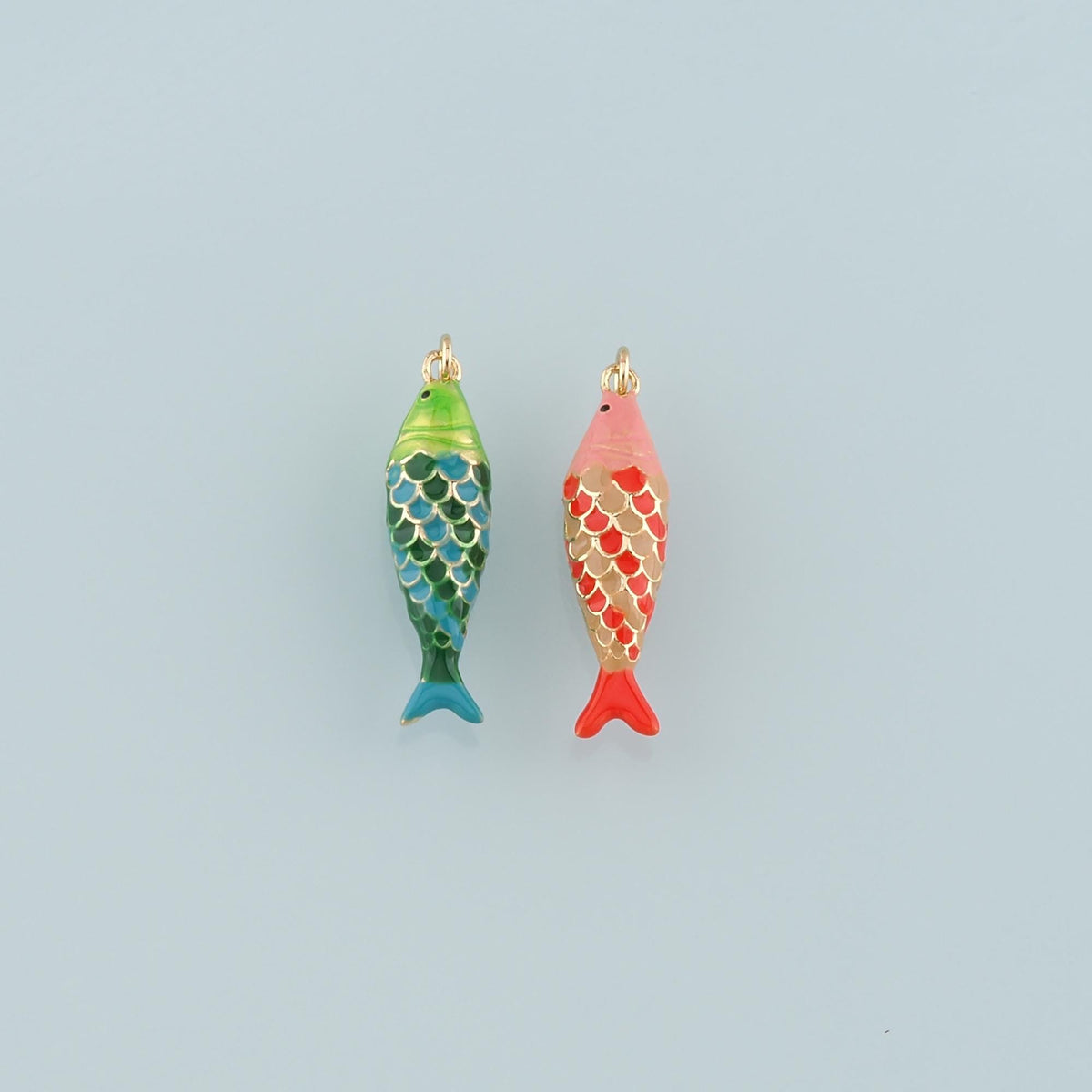 Gold Fish Charms,18K Gold Filled Fish Pendant,Enamel Ocean Charm Bracelet Necklace for DIY Jewelry Making Supply