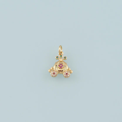 Gold Pumpkin Charms,18K Gold Filled Pumpkin cart Pendant,CZ Micro Pave Pumpkin cart Charm Bracelet Necklace for DIY Jewelry M
