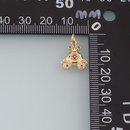 Gold Pumpkin Charms,18K Gold Filled Pumpkin cart Pendant,CZ Micro Pave Pumpkin cart Charm Bracelet Necklace for DIY Jewelry M