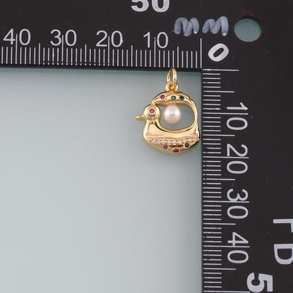 18K Gold Filled Hand CZ Pearl Charm Pendant for Jewelry Making