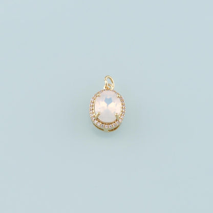 18K Gold Filled Cubic Zirconia Oval Charm Pendant for Jewelry Making
