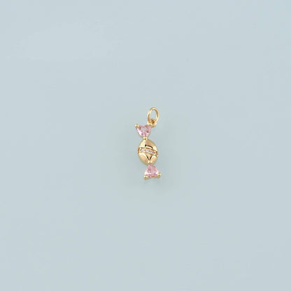 18K Gold Filled Candy Pendant,CZ Micro Pave Candy Charm Bracelet Necklace for DIY Jewelry Making Supply