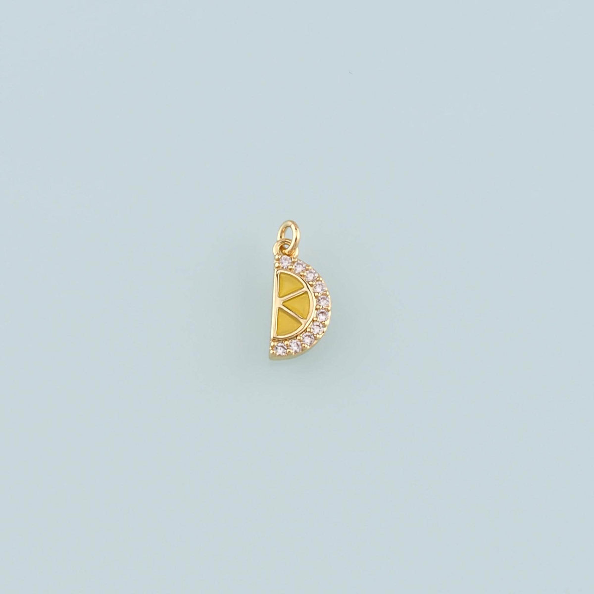 Gold Fruit Charm,18K Gold Filled Lemon Pendant,Enamel Lemon Charm Bracelet Necklace for DIY Jewelry Making Supply