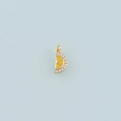 Gold Fruit Charm,18K Gold Filled Lemon Pendant,Enamel Lemon Charm Bracelet Necklace for DIY Jewelry Making Supply