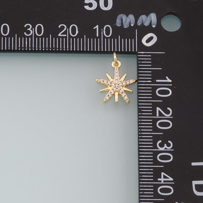 18K Gold Filled Star CZ Charm Pendant for Jewelry Making