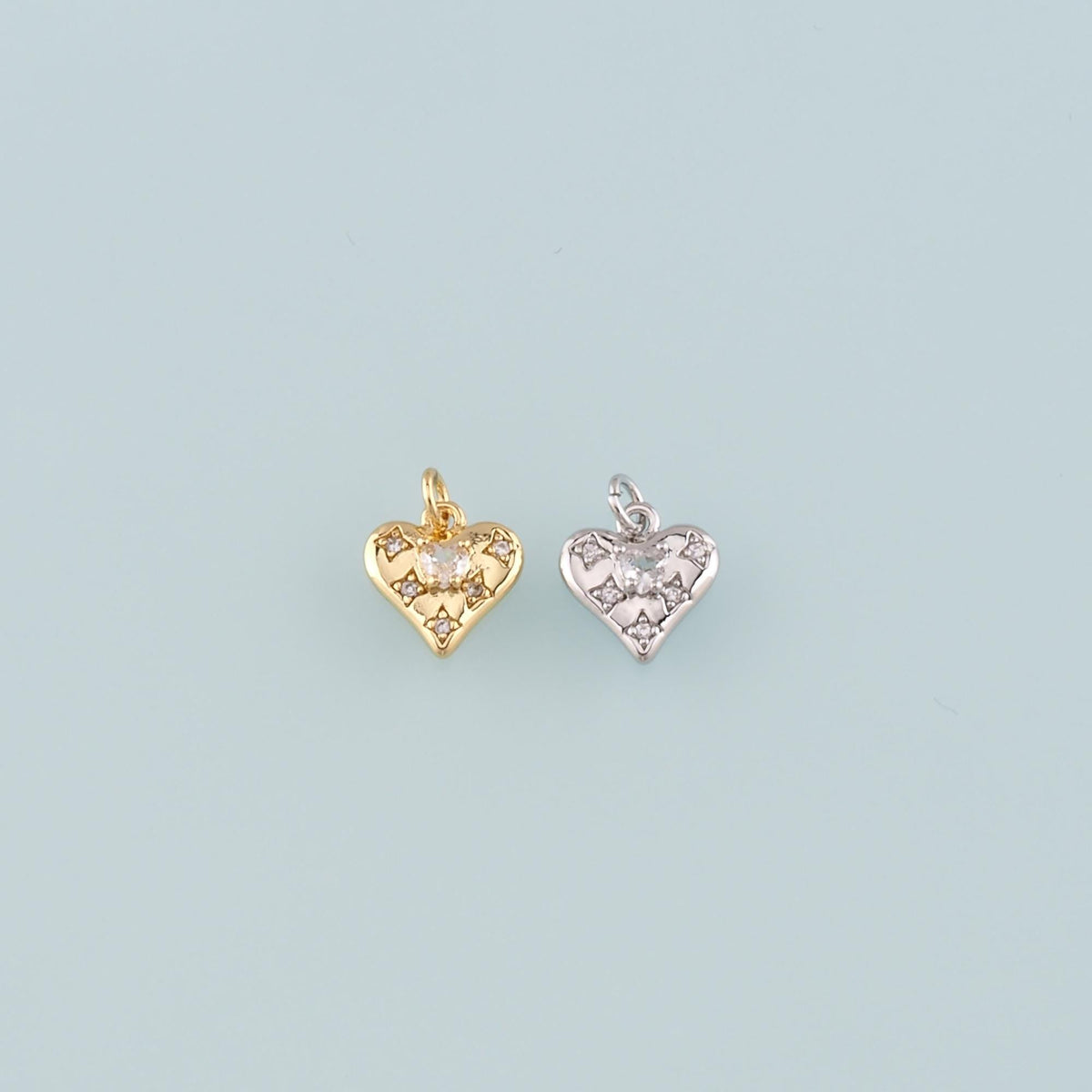 Gold Heart Charms,18K Gold Filled Heart Pendant,CZ Micro Pave Heart Charm Bracelet Necklace for DIY Jewelry Making Supply
