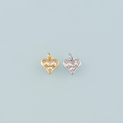 Gold Heart Charms,18K Gold Filled Heart Pendant,CZ Micro Pave Heart Charm Bracelet Necklace for DIY Jewelry Making Supply