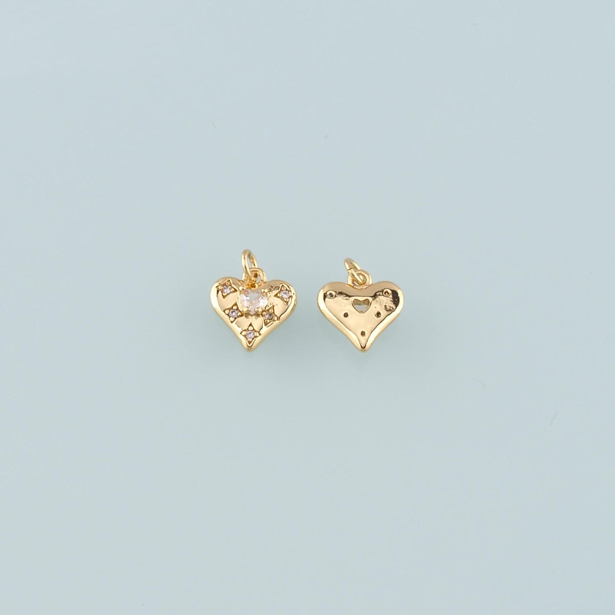Gold Heart Charms,18K Gold Filled Heart Pendant,CZ Micro Pave Heart Charm Bracelet Necklace for DIY Jewelry Making Supply