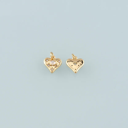 Gold Heart Charms,18K Gold Filled Heart Pendant,CZ Micro Pave Heart Charm Bracelet Necklace for DIY Jewelry Making Supply