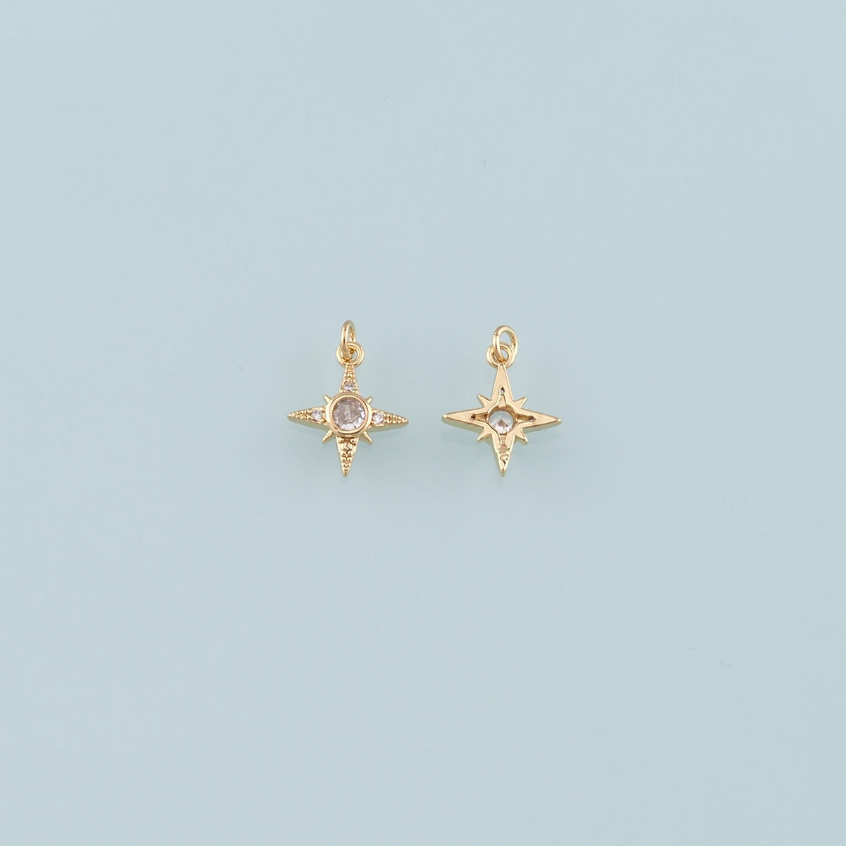 Gold Celestial Charms,18K Gold Filled Star Pendant,CZ Micro Pave North Star Charm Bracelet Necklace for DIY Jewelry Making Su