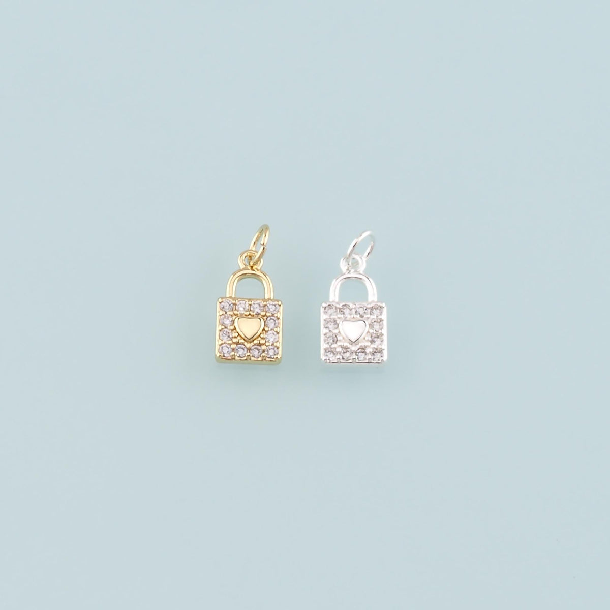 18K Gold Filled Cubic Zirconia Key Charm Pendant for Jewelry Making