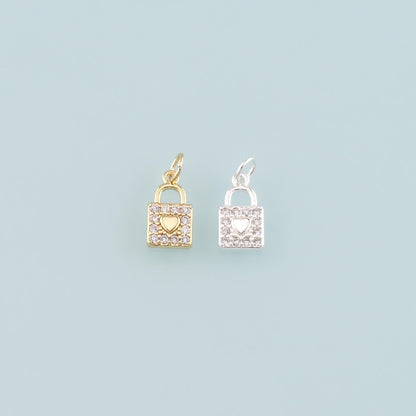 18K Gold Filled Cubic Zirconia Key Charm Pendant for Jewelry Making