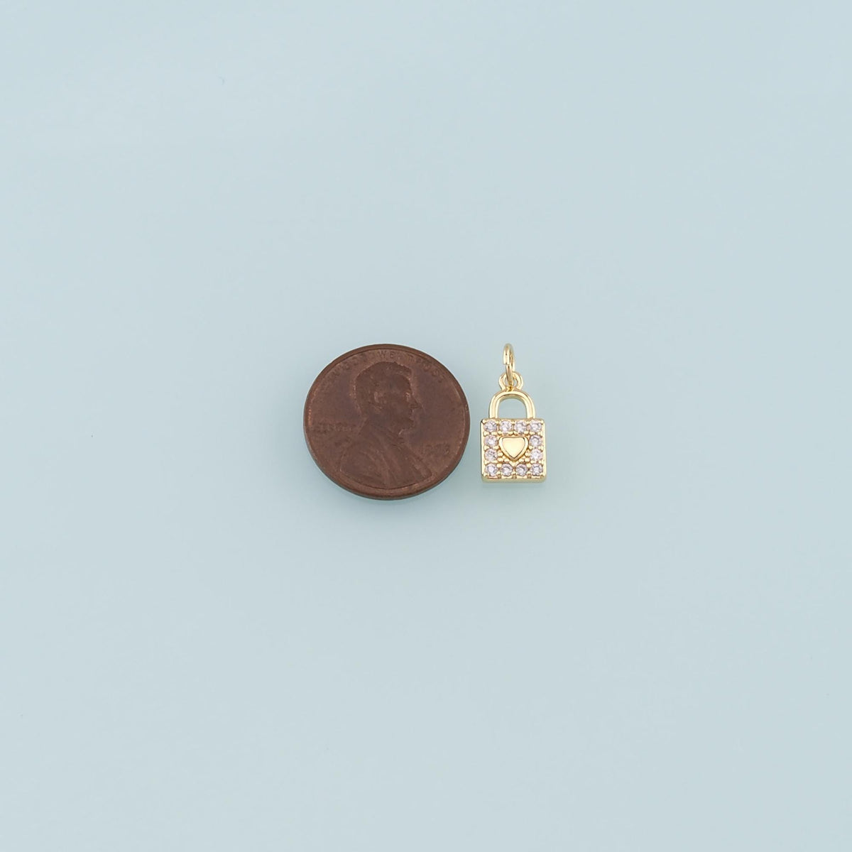 18K Gold Filled Cubic Zirconia Key Charm Pendant for Jewelry Making